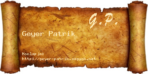 Geyer Patrik névjegykártya